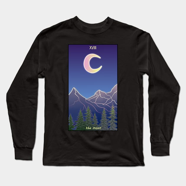 The Moon Tarot Card Long Sleeve T-Shirt by 2dsandy